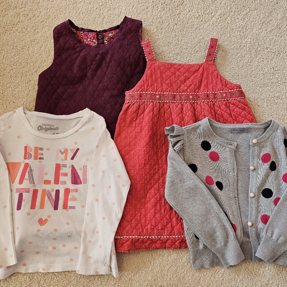 Gymboree & Gap sleveless dress(3-4yr) with cardigan, tee: bundle